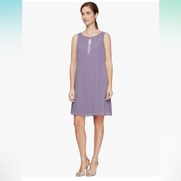 S.L. Fashions Women's Two Piece Knee Length Capelet Jacket Dress Keyhole Necklin - Picture 5 of 12